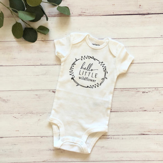 NEW! HELLO Little Wildflower/Infant Bodysuit/Newborn Bodysuit