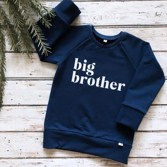 NEW!! “Big /Little Brother”/ Navy/Organic/Sweatshirt STYLE Shirt/Infant Size/Toddler Size/Shirt ONLY