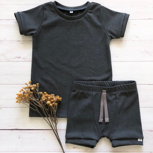 NEW!! “Ledger”/Shorts Set/Dark Grey-Blue/Infant Size/Toddler Size/