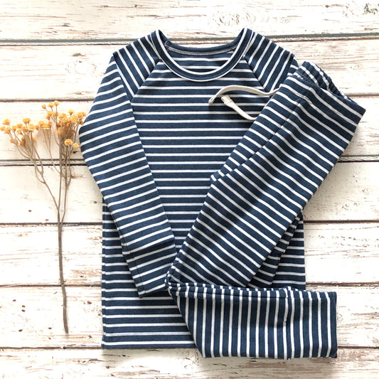 NEW! “Navy-White Stripe”Set/SLIM FIT/Gender Neutral/Newborn Outfit/Take Home Outfit/Toddler Set