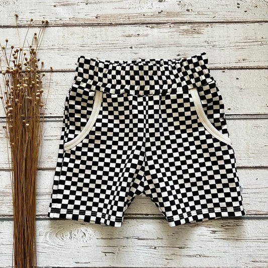 NEW for Summer! Seaside Style Shorts/Black-Cream Checks/Infant Shorts/Toddler Shorts